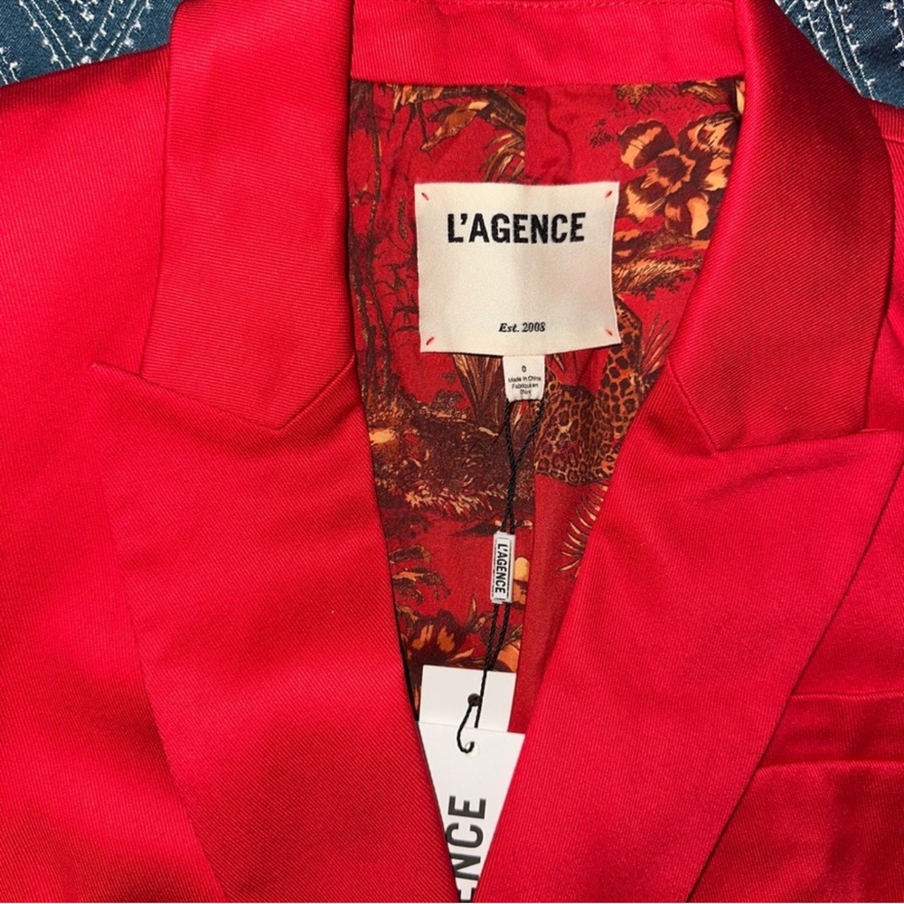 L'AGENCE Bold Red Blazer with Gold Accents - Picture 3 of 3